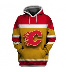 Men Calgary Flames Yellow All Stitched Hooded Sweatshirt Men Calgary Flames Yellow All Stitched Hooded Sweatshirt