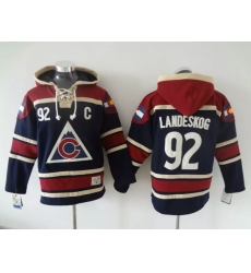 Men Colorado Avalanche 92 Gabriel Landeskog Navy Stitched Hoody Men Colorado Avalanche 92 Gabriel Landeskog Navy Stitched Hoody