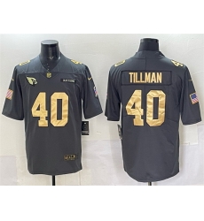 Men Arizona Cardinals 40 Pat Tillman Grey Gold Salute To Service Limited Stitched Jersey