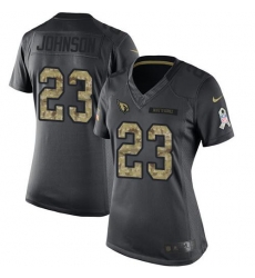 Nike Cardinals #23 Chris Johnson Black Womens Stitched NFL Limited 2016 Salute to Service Jersey