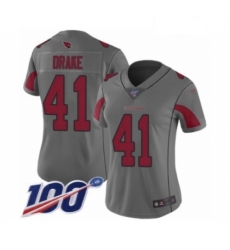 Women's Arizona Cardinals #41 Kenyan Drake Limited Silver Inverted Legend 100th Season Football Jersey Women's Arizona Cardinals #41 Kenyan Drake Limited Silver Inverted Legend 100th Season Football Jersey