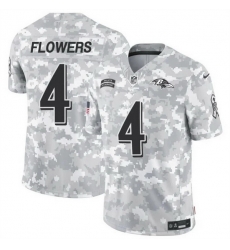 Men Baltimore Ravens 4 Zay Flowers 2024 F U S E Arctic Camo Salute To Service Limited Stitched Football Jersey Men Baltimore Ravens 4 Zay Flowers 2024 F U S E Arctic Camo Salute To Service Limited Stitched Football Jersey