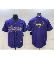 Men Baltimore Ravens Purple Team Big Logo With Patch Cool Base Stitched Baseball Jersey Men Baltimore Ravens Purple Team Big Logo With Patch Cool Base Stitched Baseball Jersey