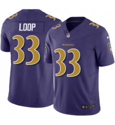 Men Baltimore Ravens Tyler Loop #33 Purple Rush Stitched NFL Jersey