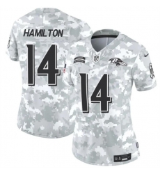 Women Baltimore Ravens 14 Kyle Hamilton 2024 F U S E Arctic Camo Salute To Service Limited Stitched Football Jersey Women Baltimore Ravens 14 Kyle Hamilton 2024 F U S E Arctic Camo Salute To Service Limited Stitched Football Jersey