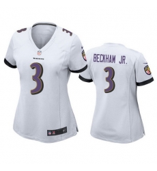 Women Baltimore Ravens 3 Odell Beckham Jr  White Football Jersey