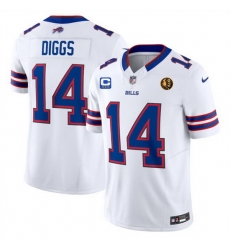 Men Buffalo Bills 14 Stefon Diggs White 2023 F U S E With 3 Star C Ptach And John Madden Patch Vapor Limited Stitched Football Jersey Men Buffalo Bills 14 Stefon Diggs White 2023 F U S E With 3 Star C Ptach And John Madden Patch Vapor Limited Stitched Football Jersey