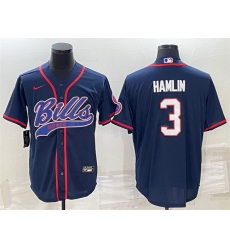 Men Buffalo Bills 3 Damar Hamlin Navy With Patch Cool Base Stitched Baseball Jersey Men Buffalo Bills 3 Damar Hamlin Navy With Patch Cool Base Stitched Baseball Jersey