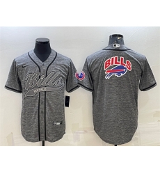 Men Buffalo Bills Grey Team Big Logo With Patch Cool Base Stitched Baseball Jersey Men Buffalo Bills Grey Team Big Logo With Patch Cool Base Stitched Baseball Jersey