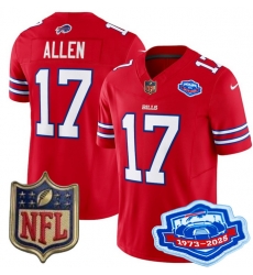 Youth Buffalo Bills 17 Josh Allen Red 2025 F U S E Farewell Season Gold Shield Patch Stitched Football Jersey