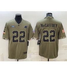 Men Carolina Panthers 22 Christian McCaffrey Olive 2022 Salute To Service Limited Stitched Jersey Men Carolina Panthers 22 Christian McCaffrey Olive 2022 Salute To Service Limited Stitched Jersey
