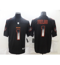 Men Chicago Bears 1 Justin Fields Black Smoke Fashion Limited Stitched Jersey Men Chicago Bears 1 Justin Fields Black Smoke Fashion Limited Stitched Jersey