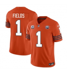 Men Chicago Bears 1 Justin Fields Orange 2023 F U S E With 1 Star C Patch Throwback Limited Stitched Football Jersey Men Chicago Bears 1 Justin Fields Orange 2023 F U S E With 1 Star C Patch Throwback Limited Stitched Football Jersey