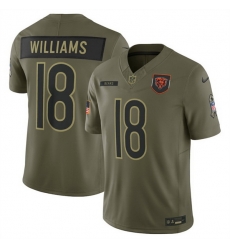Men Chicago Bears 18 Caleb Williams Olive 2025 Salute to Service Limited Stitched Football Jersey