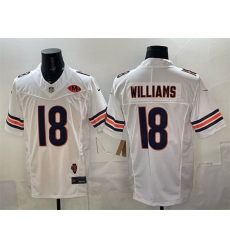 Men Chicago Bears 18 Caleb Williams White F U S E  With Illinois and VMH Patch Stitched Football Jersey