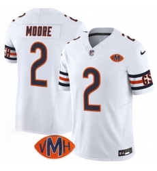 Men Chicago Bears 2 D J  Moore White 2025 F U S E  With VMH Patch Vapor Untouchable Limited Stitched Football Jersey