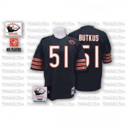 Mitchell and Ness Chicago Bears 51 Dick Butkus Blue Team Color Big Number with Bear Patch Authentic Throwback NFL Jersey