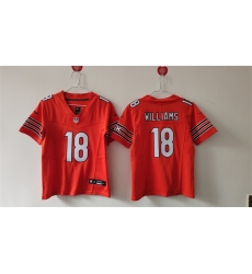Youth Chicago Bears 18 Caleb Williams Orange 2024 Draft F U S E Vapor Stitched Football Jersey