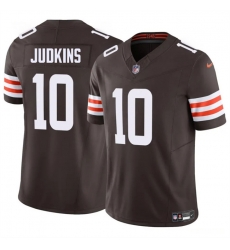 Men Cleveland Browns 10 Quinshon Judkins Brown 2025 Draft F U S E  Vapor Limited Stitched Football Jersey