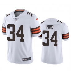 Men Cleveland Browns 34 Jerome Ford White Vapor Limited Stitched Jersey Men Cleveland Browns 34 Jerome Ford White Vapor Limited Stitched Jersey