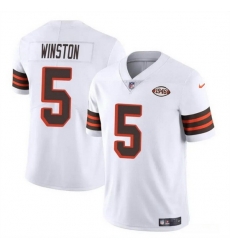 Men Cleveland Browns 5 Jameis Winston White 1946 Collection Vapor Limited Stitched Football Jersey Men Cleveland Browns 5 Jameis Winston White 1946 Collection Vapor Limited Stitched Football Jersey