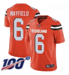 Browns #6 Baker Mayfield Orange Alternate Youth Stitched Football 100th Season Vapor Limited Jersey Browns #6 Baker Mayfield Orange Alternate Youth Stitched Football 100th Season Vapor Limited Jersey
