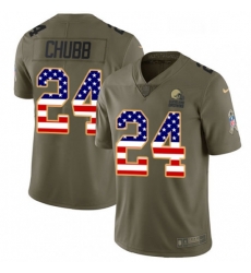 Youth Nike Cleveland Browns 24 Nick Chubb Limited Olive USA Flag 2017 Salute to Service NFL Jersey