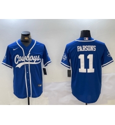 Men Dallas Cowboys 11 Micah Parsons Royal With Patch Cool Base Stitched Baseball Jersey 5 Men Dallas Cowboys 11 Micah Parsons Royal With Patch Cool Base Stitched Baseball Jersey 5