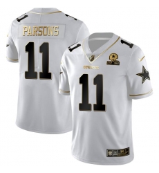Men Dallas Cowboys 11 Micah Parsons White Golden Edition With 1960 Patch Limited Stitched Jersey Men Dallas Cowboys 11 Micah Parsons White Golden Edition With 1960 Patch Limited Stitched Jersey