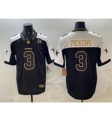 Men Dallas Cowboys 3 George pickens Black Gold 2025 F U S E  94 Marshawn Kneeland Memorial Patch Vapor Limited Stitched Football Jersey