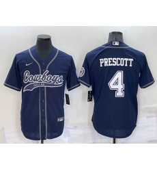 Men Dallas Cowboys 4 Dak Prescott Navy Cool Base Stitched Baseball Jersey Men Dallas Cowboys 4 Dak Prescott Navy Cool Base Stitched Baseball Jersey