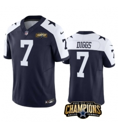 Men Dallas Cowboys 7 Trevon Diggs Navy White 2023 F U S E NFC East Champions Patch Stitched Football Jersey Men Dallas Cowboys 7 Trevon Diggs Navy White 2023 F U S E NFC East Champions Patch Stitched Football Jersey