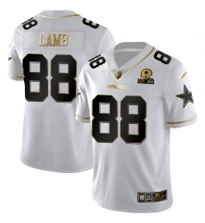 Men Dallas Cowboys 88 CeeDee Lamb White Golden Edition With 1960 Patch Limited Stitched Jersey Men Dallas Cowboys 88 CeeDee Lamb White Golden Edition With 1960 Patch Limited Stitched Jersey