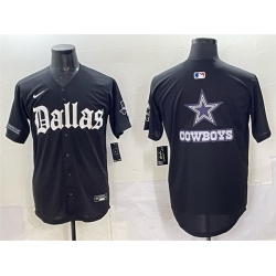 Men Dallas Cowboys Team Big Logo Black  Gothic Lone Star Edition Limited Stitched Baseball Jersey