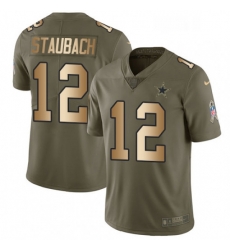 Mens Nike Dallas Cowboys 12 Roger Staubach Limited OliveGold 2017 Salute to Service NFL Jersey Mens Nike Dallas Cowboys 12 Roger Staubach Limited OliveGold 2017 Salute to Service NFL Jersey