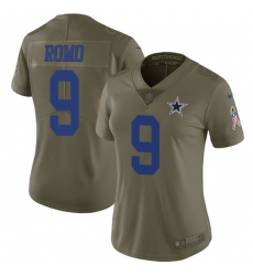 Womens Nike Cowboys #9 Tony Romo Olive Stitched NFL Limited 2017 Salute to Service Jersey Womens Nike Cowboys #9 Tony Romo Olive Stitched NFL Limited 2017 Salute to Service Jersey