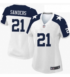 Womens Nike Dallas Cowboys 21 Deion Sanders Game White Throwback Alternate NFL Jersey Womens Nike Dallas Cowboys 21 Deion Sanders Game White Throwback Alternate NFL Jersey