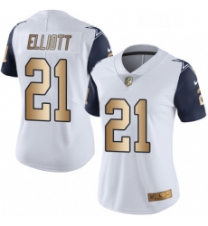 Womens Nike Dallas Cowboys 21 Ezekiel Elliott Limited WhiteGold Rush NFL Jersey Womens Nike Dallas Cowboys 21 Ezekiel Elliott Limited WhiteGold Rush NFL Jersey