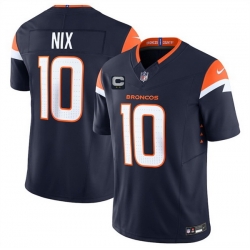Men Denver Broncos 10 Bo Nix Navy 2025 F U S E  With 2 Star C Patch Vapor Limited Stitched Football Jersey