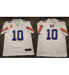 Men Denver Broncos 10 Bo Nix White With 1 star C Patch Stitched Football Jersey