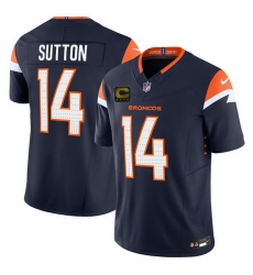 Men Denver Broncos 14 Courtland Sutton Navy 2025 F U S E  With 4 Star C Patch Vapor Limited Stitched Football Jersey