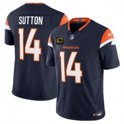 Men Denver Broncos 14 Courtland Sutton Navy 2025 F U S E  With 4 Star C Patch Vapor Limited Stitched Football Jersey