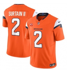 Men Denver Broncos 2 Pat Surtain II Orange 2024 F U S E With 1 Star C Patch Vapor Limited Stitched Football Jersey Men Denver Broncos 2 Pat Surtain II Orange 2024 F U S E With 1 Star C Patch Vapor Limited Stitched Football Jersey