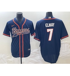 Men Denver Broncos 7 John Elway Navy Cool Base Stitched Baseball Jersey Men Denver Broncos 7 John Elway Navy Cool Base Stitched Baseball Jersey