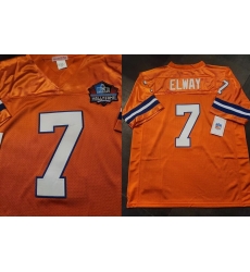 Men Denver Broncos 7 John Elway Orange Hall of Fame Patch Stitched Football Jersey