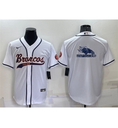 Men Denver Broncos White Team Big Logo With Patch Cool Base Stitched Baseball Jersey Men Denver Broncos White Team Big Logo With Patch Cool Base Stitched Baseball Jersey