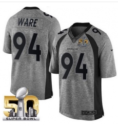 Nike Broncos #94 DeMarcus Ware Gray Super Bowl 50 Mens Stitched NFL Limited Gridiron Gray Jersey Nike Broncos #94 DeMarcus Ware Gray Super Bowl 50 Mens Stitched NFL Limited Gridiron Gray Jersey