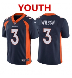 Youth Denver Broncos 3 Russell Wilson Navy Vapor Untouchable Limited Stitched Jersey