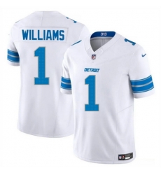 Men Detroit Lions 1 Jameson Williams White 2025 F U S E Vapor Limited Stitched Jersey Men Detroit Lions 1 Jameson Williams White 2025 F U S E Vapor Limited Stitched Jersey