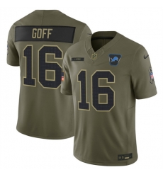 Men Detroit Lions 16 Jared Goff Olive 2025 F U S E  Salute to Service Limited Stitched Football Jersey